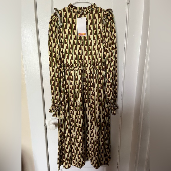 SOLD MRC NWT Kitri Savannah Chocolate Tile Print Viscose Midi Dress sz 6 (UK 10) - Picture 2 of 11